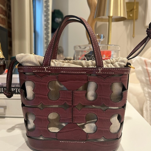 Tory Burch Burgundy Cutout Mini Bag - Picture 1 of 4